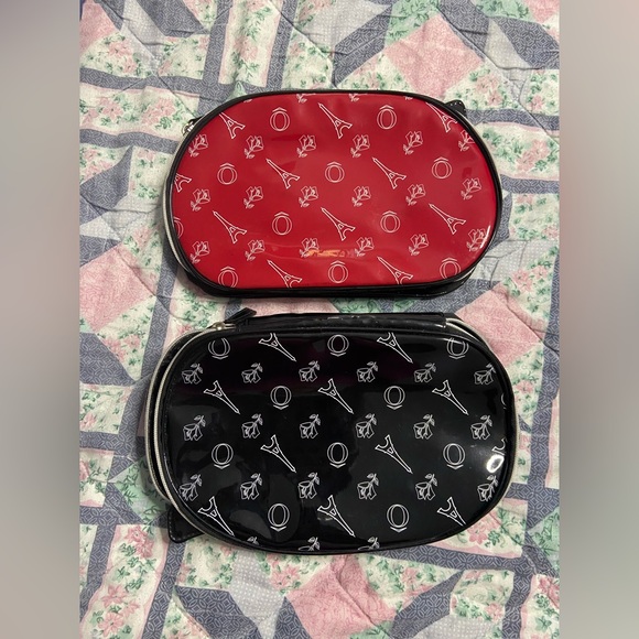 LANCÔME 2PC. Red & Black EIFFEL TOWER Cosmetic Bags